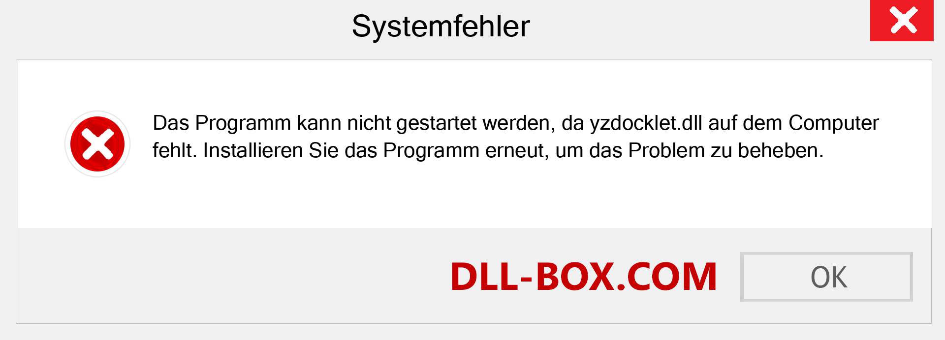 yzdocklet.dll-Datei fehlt?. Download für Windows 7, 8, 10 - Fix yzdocklet dll Missing Error unter Windows, Fotos, Bildern